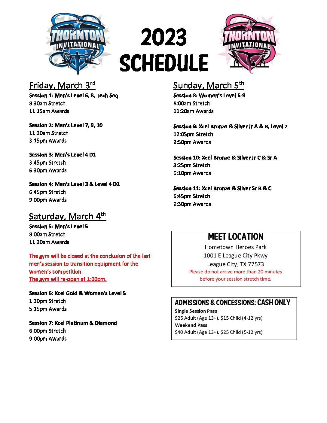 2023 Lady Gym Rats Invitational - Schedule - May 13-14, 2023